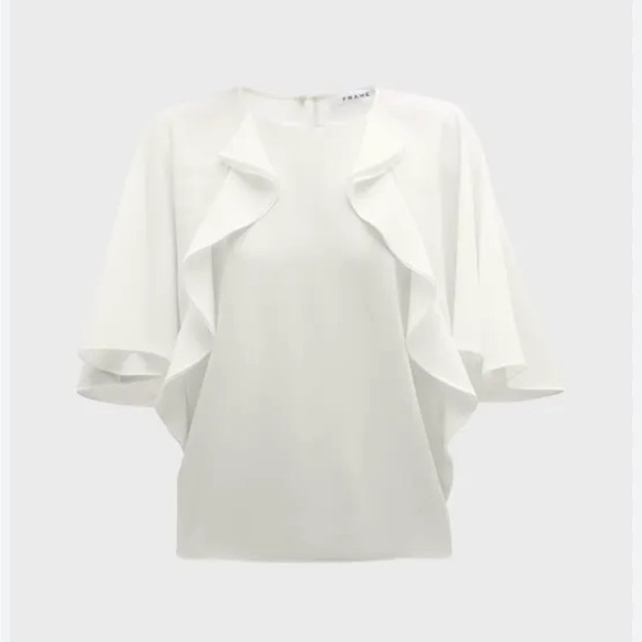 FRAME
Short-sleeve Ruffle Blouse In Cream - Picture 2 of 8